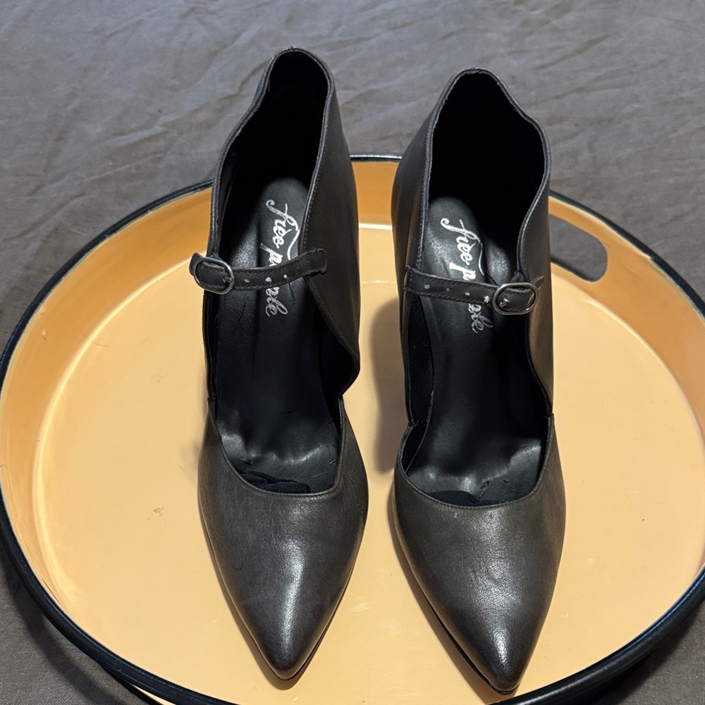 Free People Sleek Grey Heels with Strap